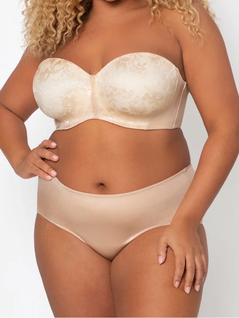 NEW Curvy Couture Strapless Multi-Way Push Up Bra in Bombshell Nude 36DDD NWT